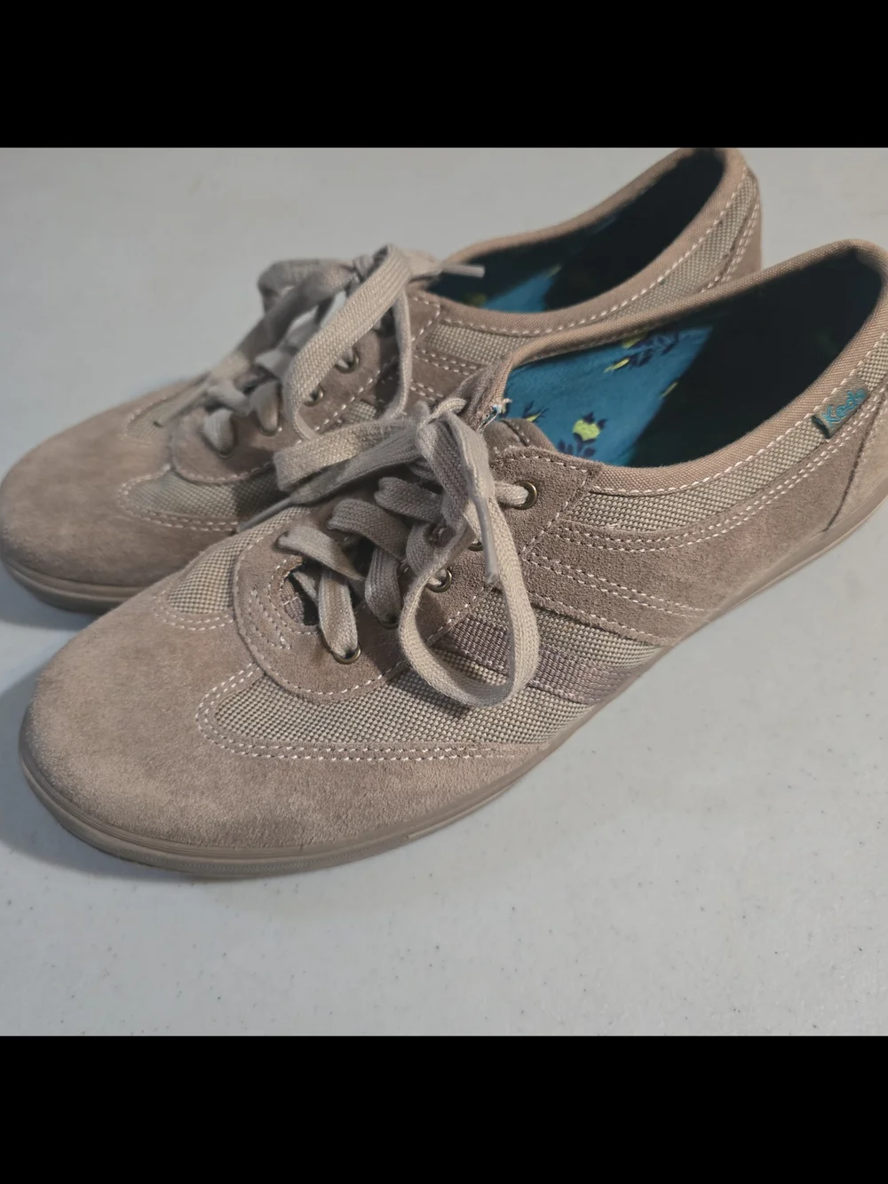 Keds Neutral Beige Suede Lace-Up Women's Sneakers Size 7.5